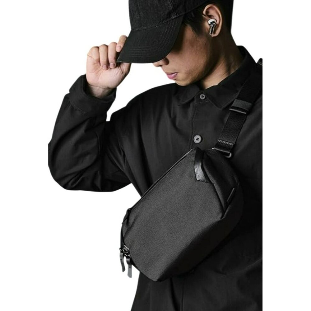 Compact Black Crossbody Sling Bag for Men